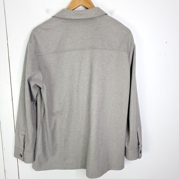 Womens Shacket L Gray Button Front Casual Oversized Fit Collar Weekend - Picture 4 of 7